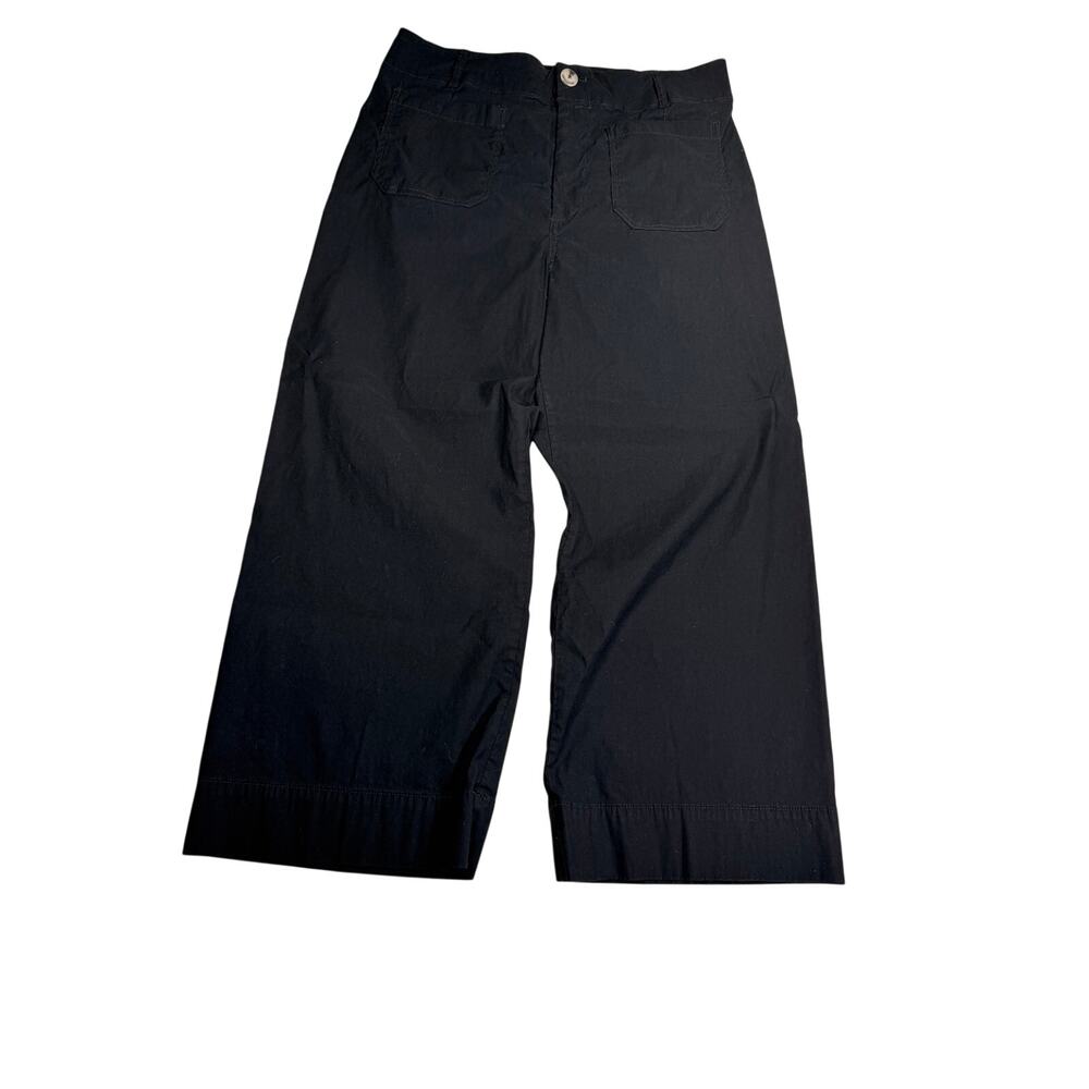 Maeve Anthropologie Colette Pants Size 33 Black Linen Blend Wide Leg Cropped